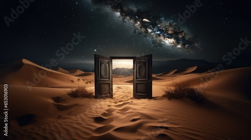 open fantasy door in the desert