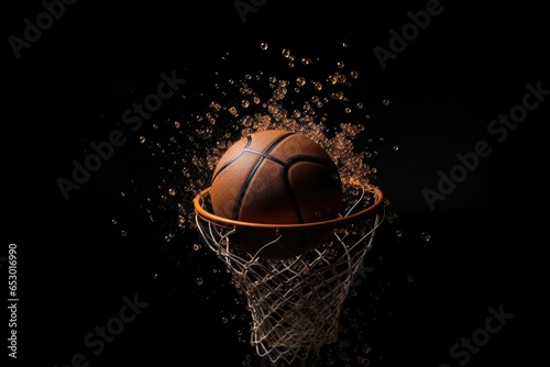 ball dropping into basketball hoop © natalikp