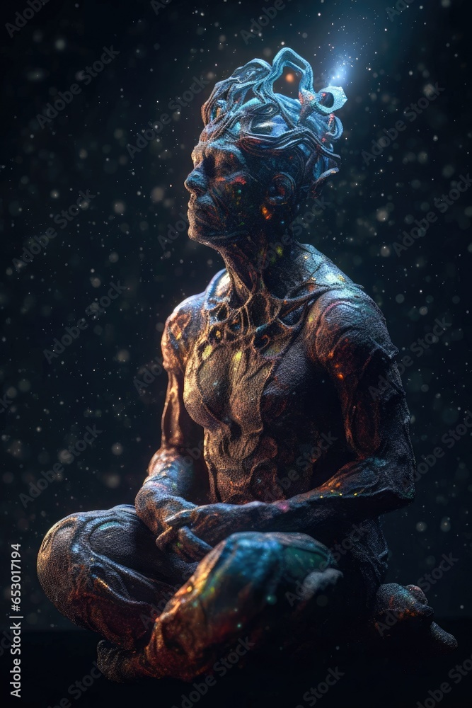 person in meditation pose, astral