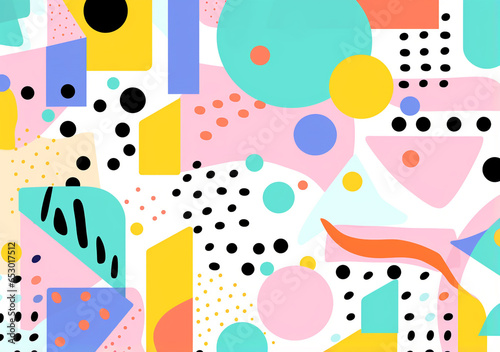 Memphis Medley Unveiled Colorful Abstract Shapes Harmonious Memphis Hues Abstract Geometric Delight