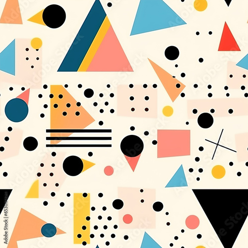 Harmonious Memphis Hues Abstract Geometric Delight Sculpted Memphis Spectacle Colorful Pattern Showcase