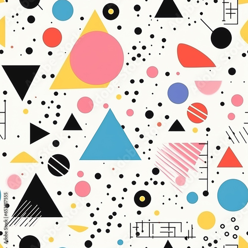 Memphis Masterpiece Vibrant Colorful Shapes Dynamic Memphis Dance Abstract Geometric Palette