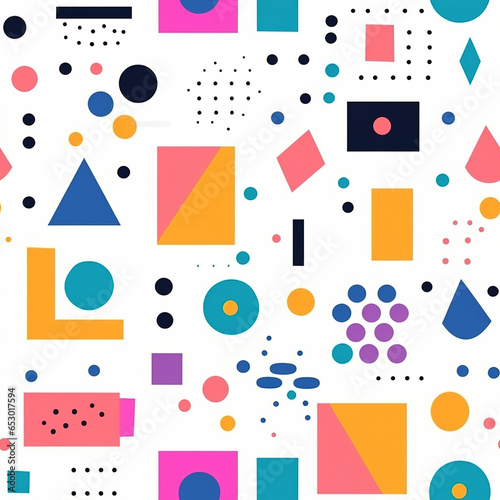 Abstract Memphis Odyssey Vibrant Geometric Medley Whimsical Memphis Wonders Colorful Shape Fusion