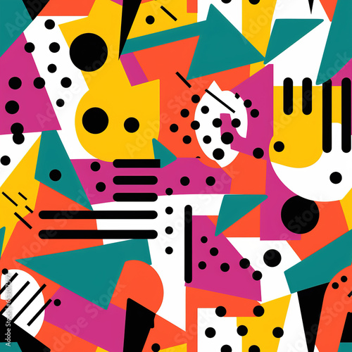 Whimsical Memphis Wonders Colorful Shape Fusion Elegant Memphis Canvas Abstract Geometry Magic