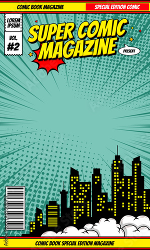 Cartoon comic magazine template background