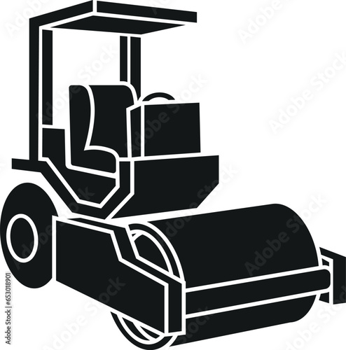 Cartoon Black and White Illustration Vector Of An Industrial Drum Roller Heavy Machinery