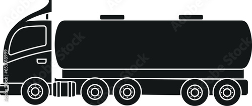 Cartoon Black and White Illustration Vector Of An Oil Tanker Transport Truck