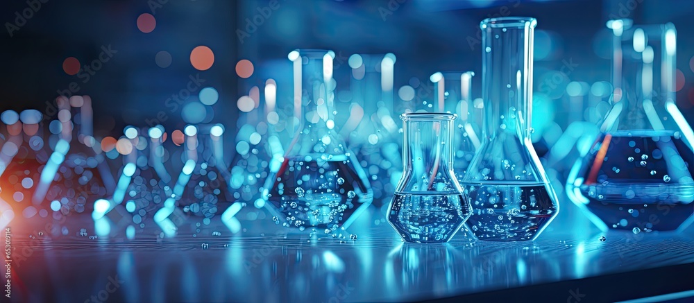 healthcare and medical technology with lab glassware and molecule for cosmetic banner background healthcare and medical technology with lab glassware and molecule for cosmetic banner background