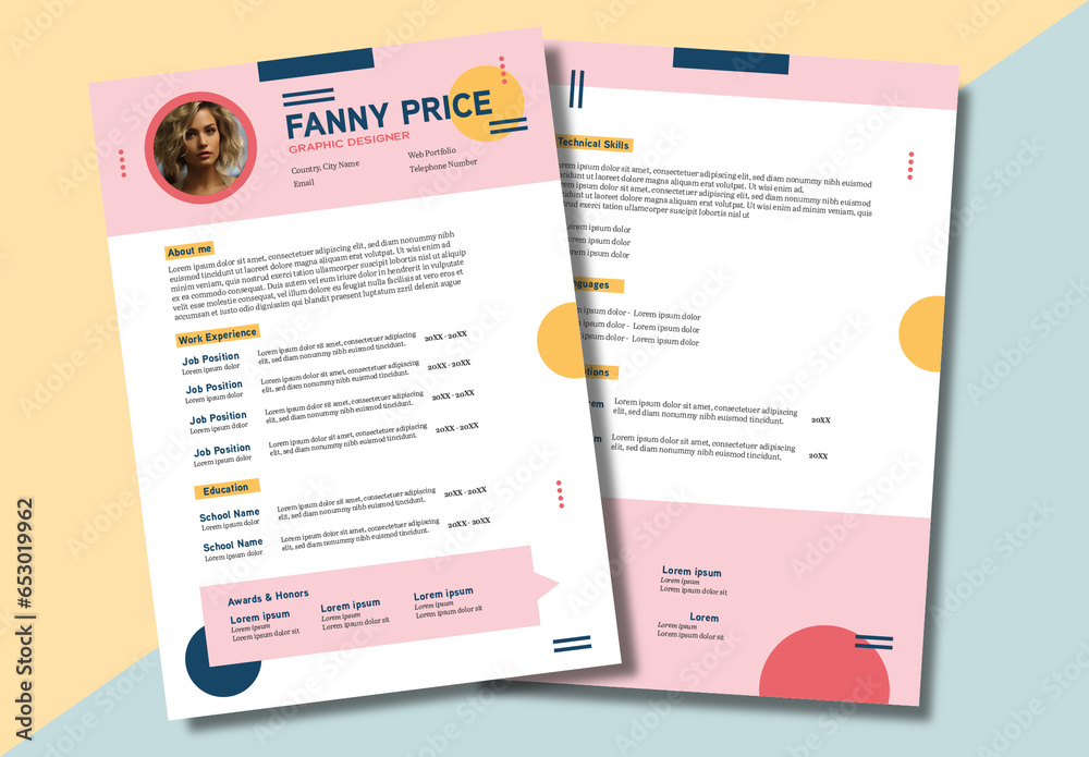 Pink Modern Resume Creative Professional CV Template. Minimalist ...