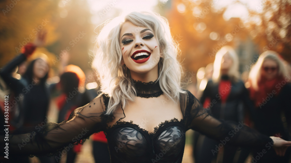 halloween vampire. cute woman in carnival costume
halloween vampire. cute woman in carnival costume