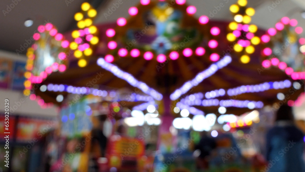 Merry-go-round out of focus blurred defocused Playground playpark play area Merry-go-round out of focus blurred defocused Playground playpark play area