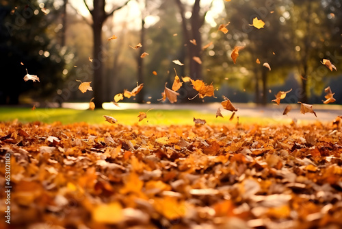 Les feuilles d'automne tombent photo