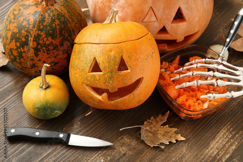 Carved pumpkin and Hallowee...