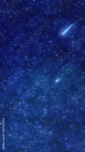 Soothe your soul with a romantic night sky and beautiful shooting stars. This is a vertical screen background animation designed to create a special night with a mystical starry sky.