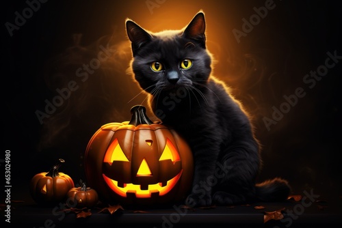 Mysterious Partnership: Cat and Haunting Pumpkin  © Lucija