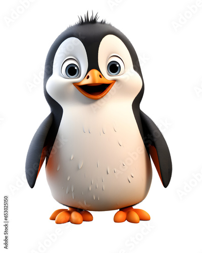 Cute Transparent Penguin Characters in a 3D Winter Wonderland Generative AI