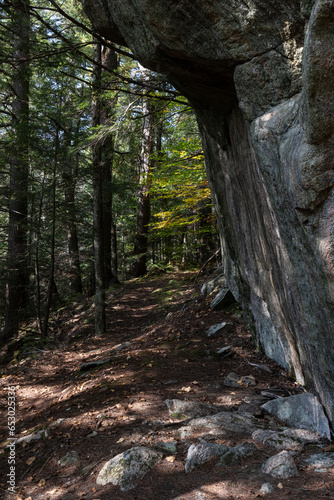 A huge rock wall on the the Crest of Kennesis  trail in Haliburton Ontario