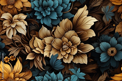 seamless brown floral pattern set Modern exotic design for paper, cover, fabric, interior decor and other users. Wallpaper, wrapping paper design, textile, scrapbooking, Generative ai