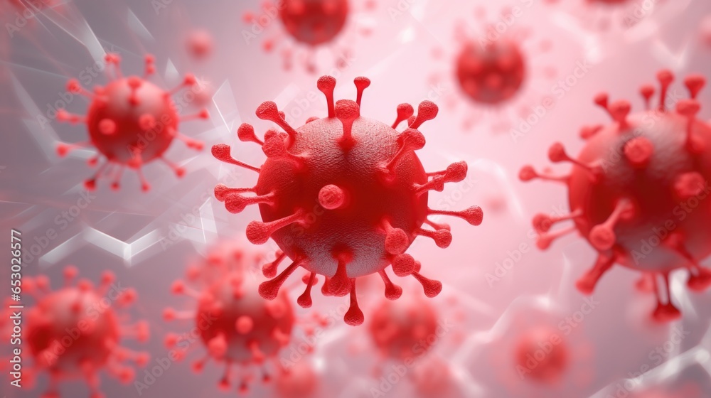3D illustration red virus on white background. 3D illustration red virus on white background.
