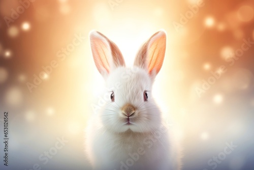 Close-up of cute rabbit with beautiful bokeh background