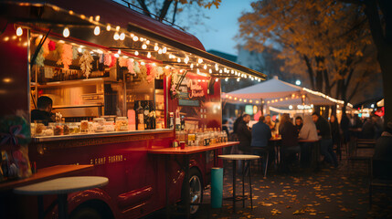food truck in city festival 
