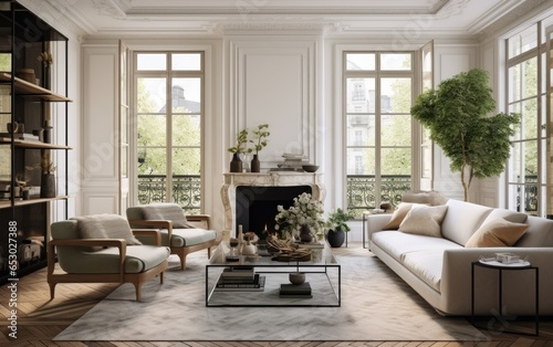 A cozy Parisian living room. Generative AI