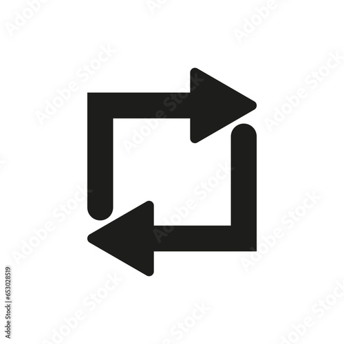 Square cyclic rotation icon. Arrow sign. App element. Technology concept. Line design. Vector illustration.