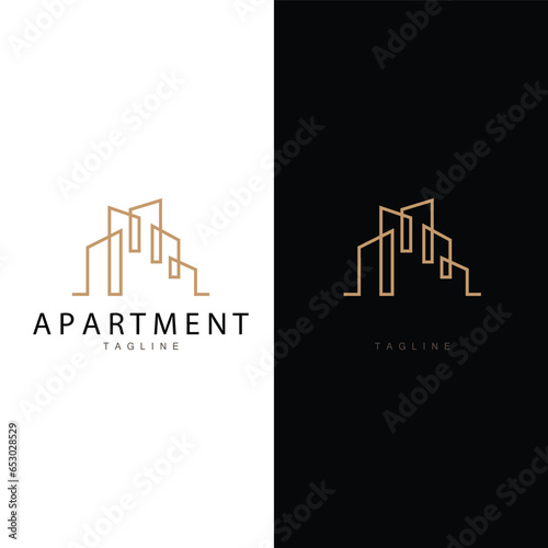 Apartment Building Logo, Modern Design Style Line Vector Symbol Illustration Template