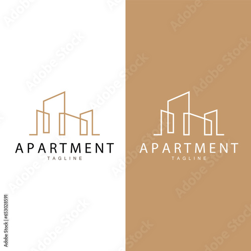 Apartment Building Logo, Modern Design Style Line Vector Symbol Illustration Template