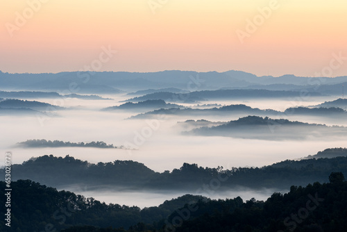 Fototapeta Naklejka Na Ścianę i Meble -  Morning Fog over Mountains