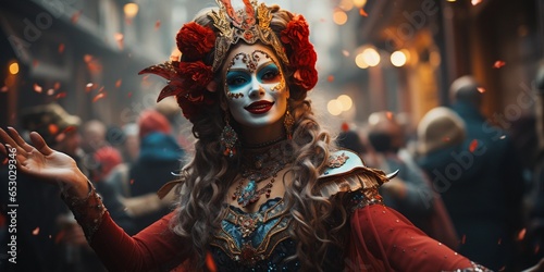 Charming Carnival Beauty in the Middle of a Wonderland with Bokeh background
