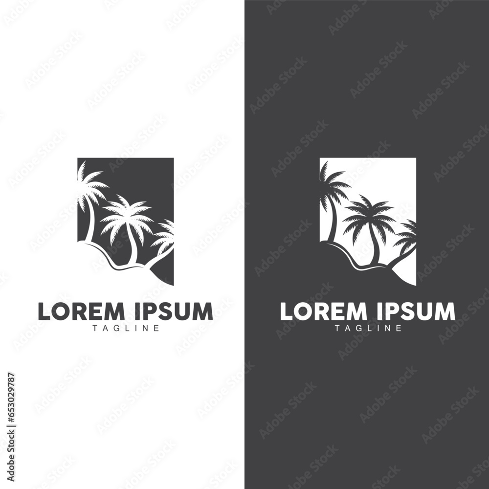 Coconut Tree Logo Design, Beach Plant Vector, Palm Tree Summer, Illustration Template Coconut Tree Logo Design, Beach Plant Vector, Palm Tree Summer, Illustration Template