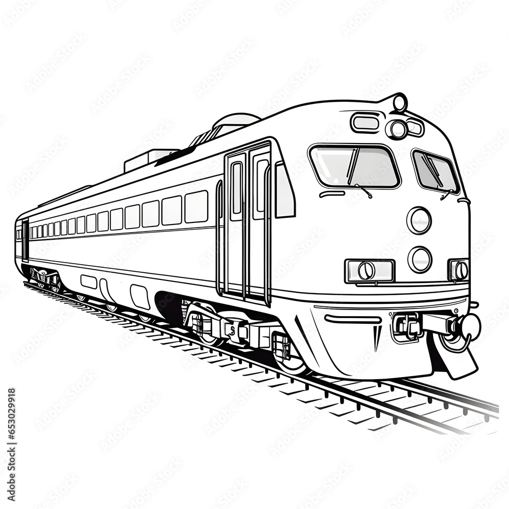 A cartoon train coloring page for kids, colouring book idea. Train on ...