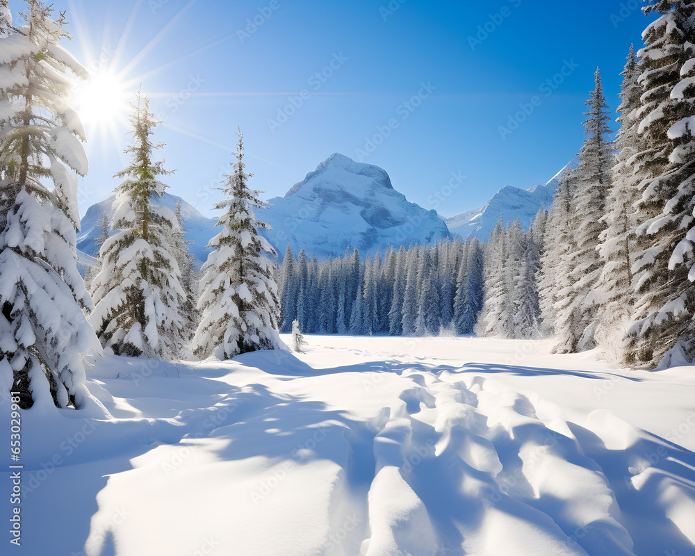 A breathtaking winter scene that showcases the raw beauty of the season