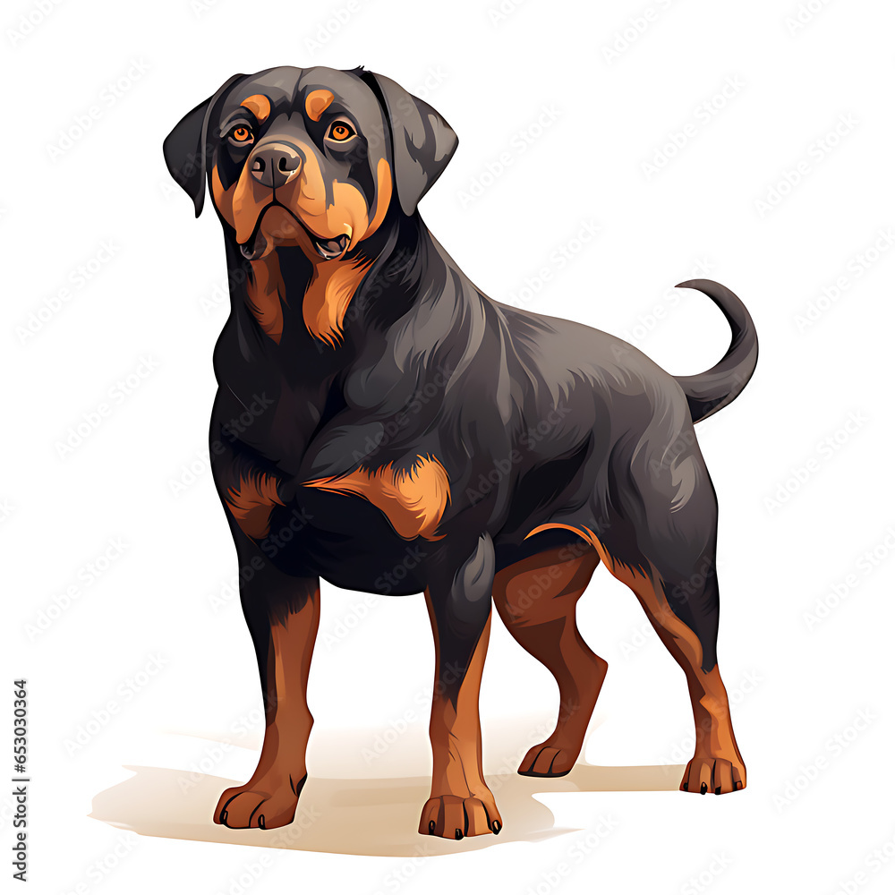 Obraz premium dog, animal, pet, rottweiler, puppy, black, canine, cute, isolated, brown, white, mammal, dachshund, breed, purebred, domestic, sitting, pedigree, doberman, portrait, pets, studio, young, white backgr