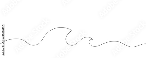 Wave sea ocean art water outline icon logo sketch continuous line. Ocean storm wave graphic surf sea abstract one modern doodle symbol decorative drawing splash nature design. Vector Illustration