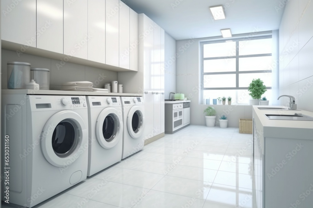 Laundry room. Background with selective focus and copy space Laundry room. Background with selective focus and copy space