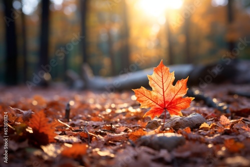 Fallen autumn leaves. Background with selective focus and copy space