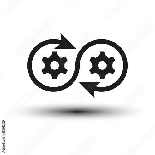 Development icon. Cog with arrow business concept. Vector illustration. EPS 10.