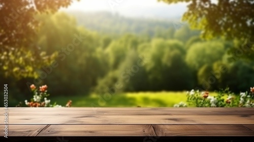 copy space blur spring background with Table wood  © Abdul