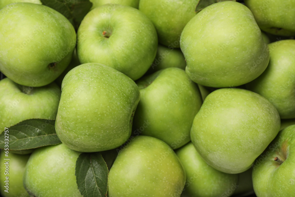 Fresh green apples as background, top view Fresh green apples as background, top view