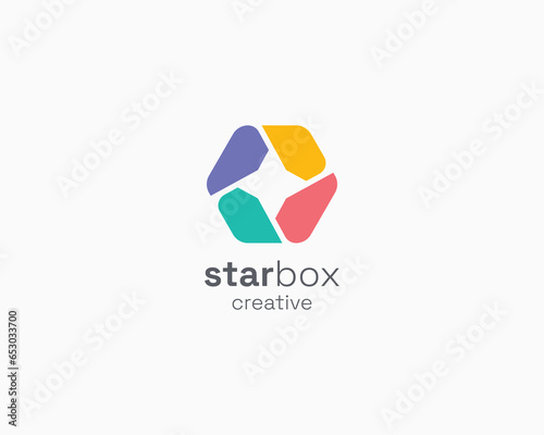 Free Download Flat colorful star box logo - GFXLoad