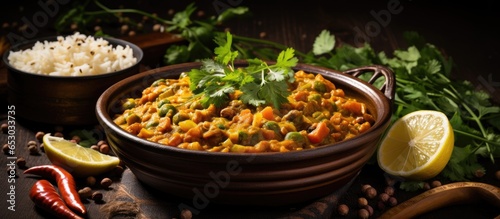 Lentil curry with boiled rice is a traditional vegan and vegetarian dish that is popular in both Indian and Pakistani cuisine It is commonly referred to as Dal Chawal