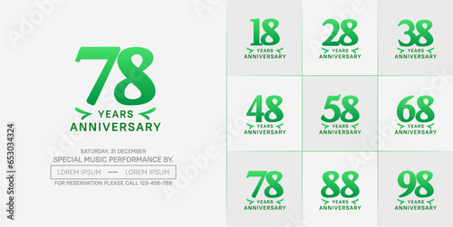 set of anniversary logo with green number on white background can be use for celebration