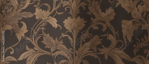 Elegant Victorian era wallpaper with bronze patterns from Generative AI