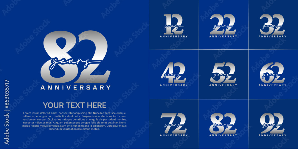 set of anniversary logo with silver number and handwriting text can be use for celebration set of anniversary logo with silver number and handwriting text can be use for celebration