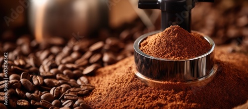 Closeup of a background with a textured coffee grind used as a banner photo