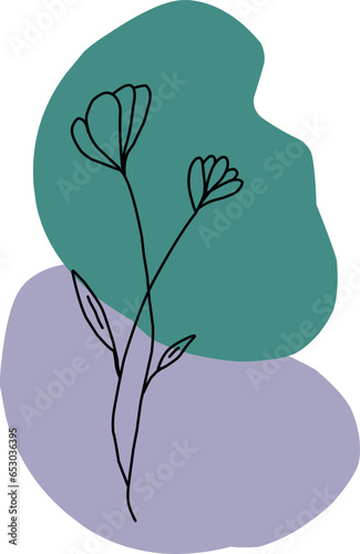 Branch with flowers line art style