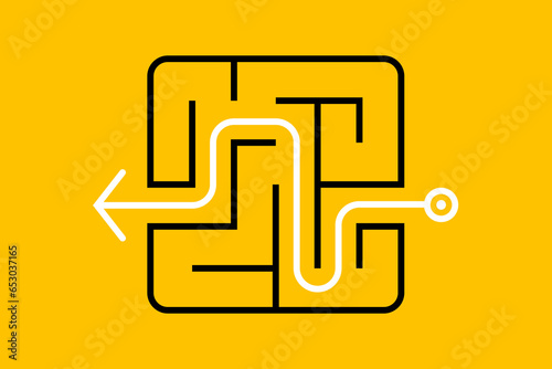 a small labyrinth and the path through it. flat vector illustration