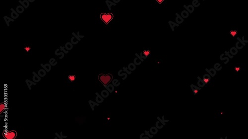 Hearts are moving in up direction animation, Red hearts motion graphics chroma key background, valentine's day, happiness, pop up, Flying hearts 4K footage